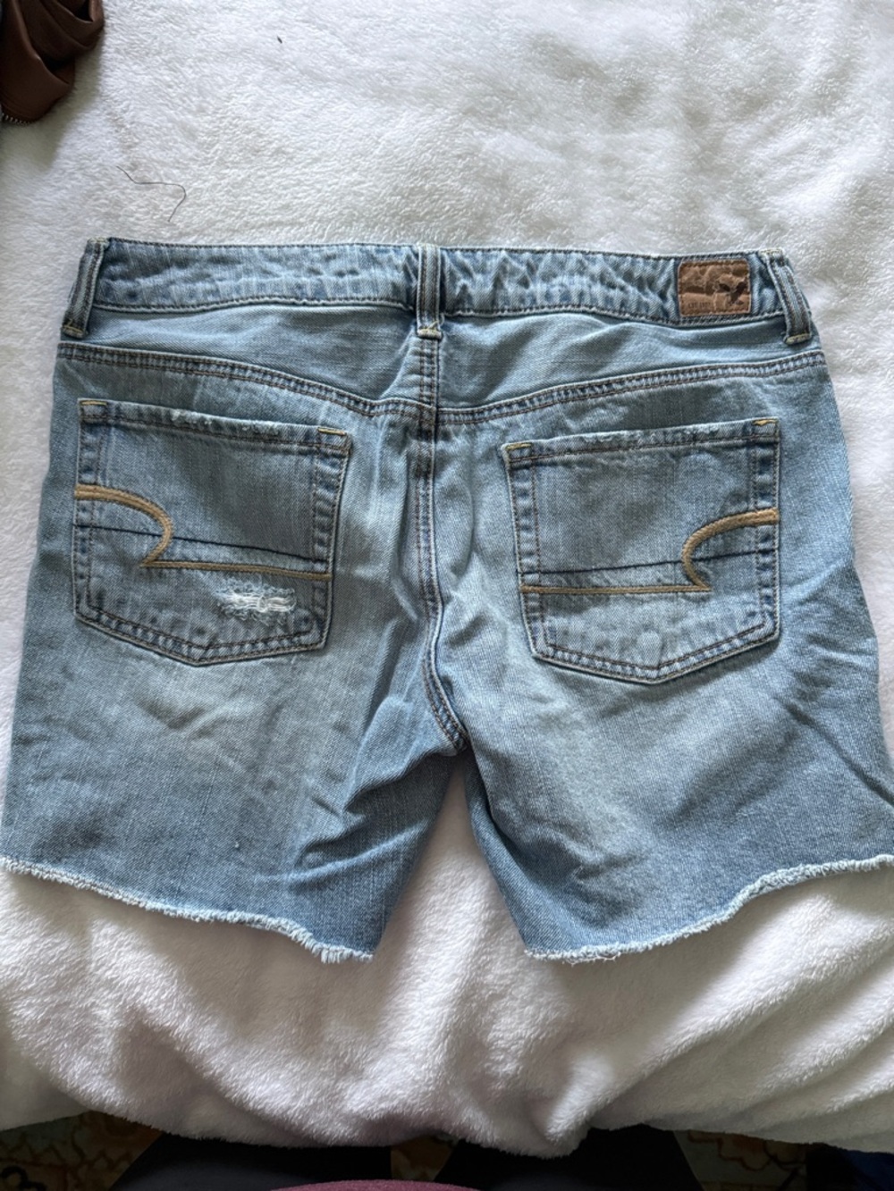 American Eagle Outfitters Light Blue Distressed Denim Shorts